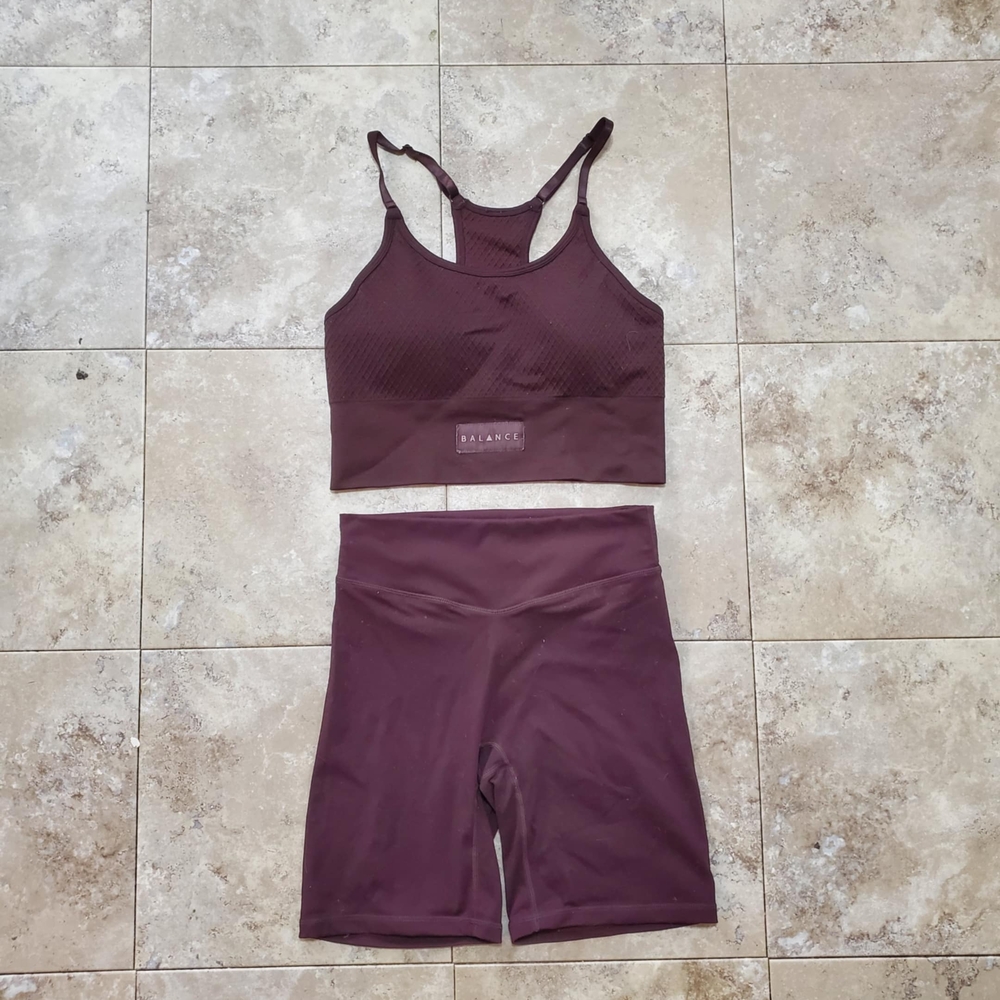 Women's Espresso Balance Atletica Sports Bra and Shorts Set